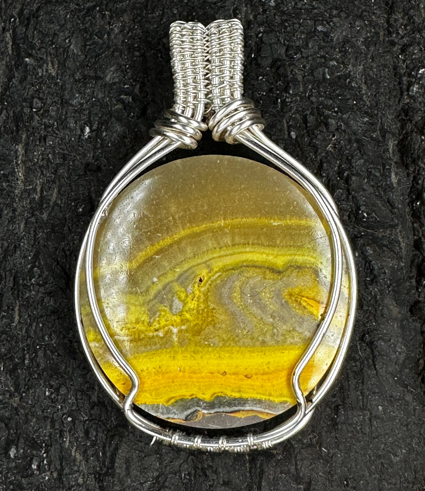 Bumblebee Jasper Pendant BJ-03 — The Golden Current | Handwoven Silver