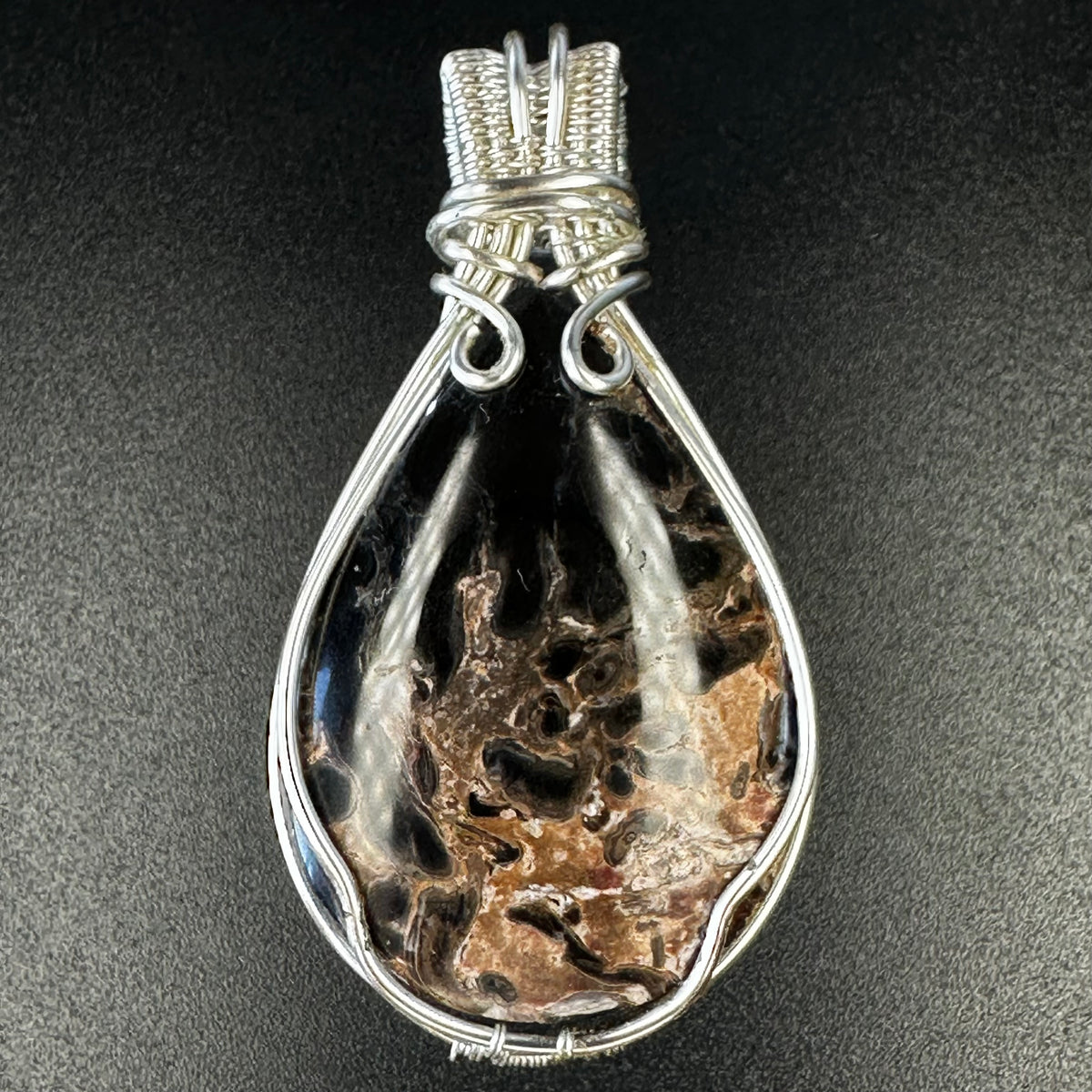 Fossil Palm Root Pendant – FP-03 The Ancestor | Handwoven Silver