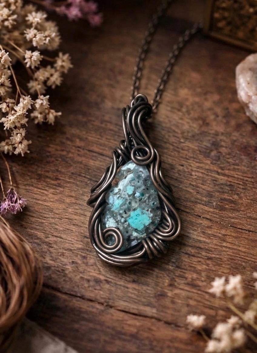 Aquadite Pendant – EX-13 The Embrace | Exclusive Handwoven One-of-One