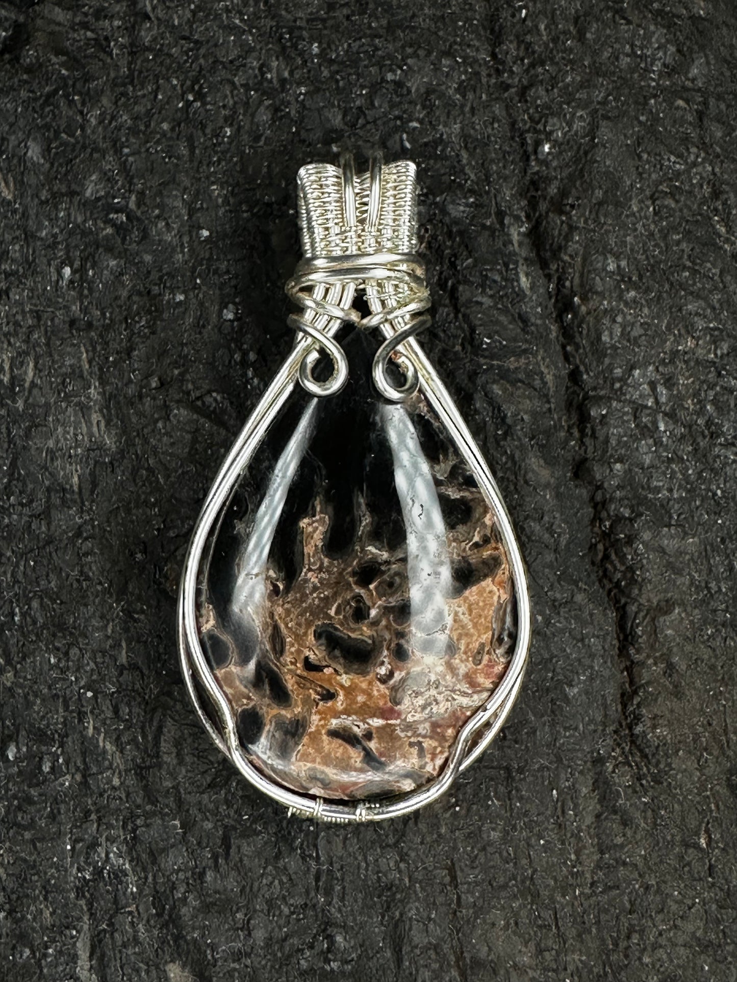 Fossil Palm Root Pendant – FP-03 The Ancestor | Handwoven Silver