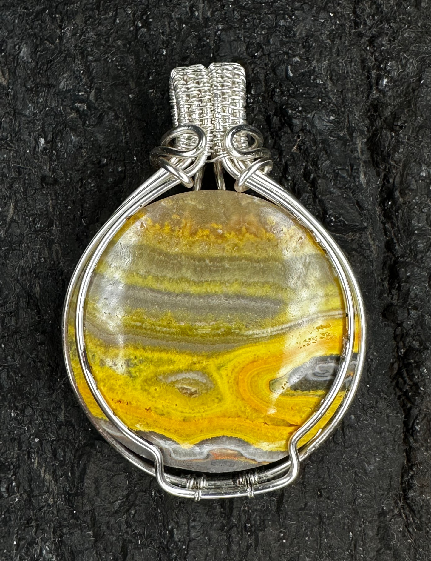 Bumblebee Jasper Pendant  BJ-02  — The Awakening| Handwoven Silver
