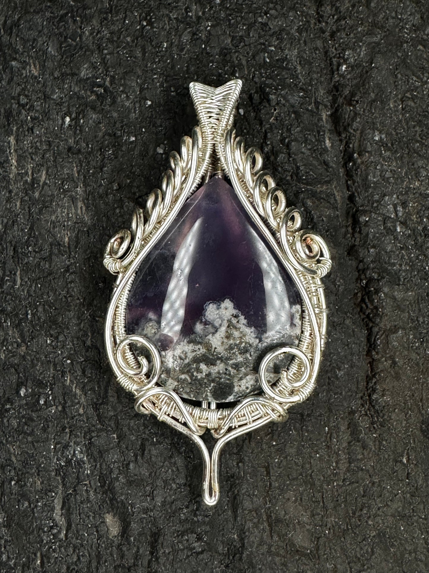 Moss Agate Pendant MA-01 — The Sanctuary | Handwoven Silver