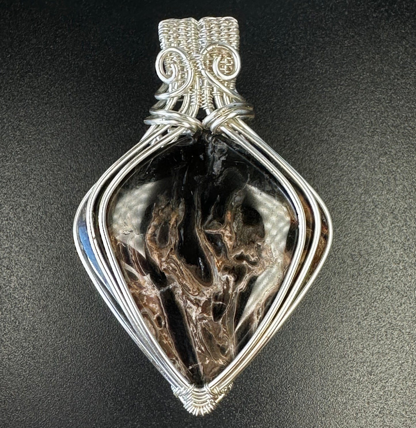 Fossil Palm Root Pendant – FP-02 The Legacy | Handwoven Silver