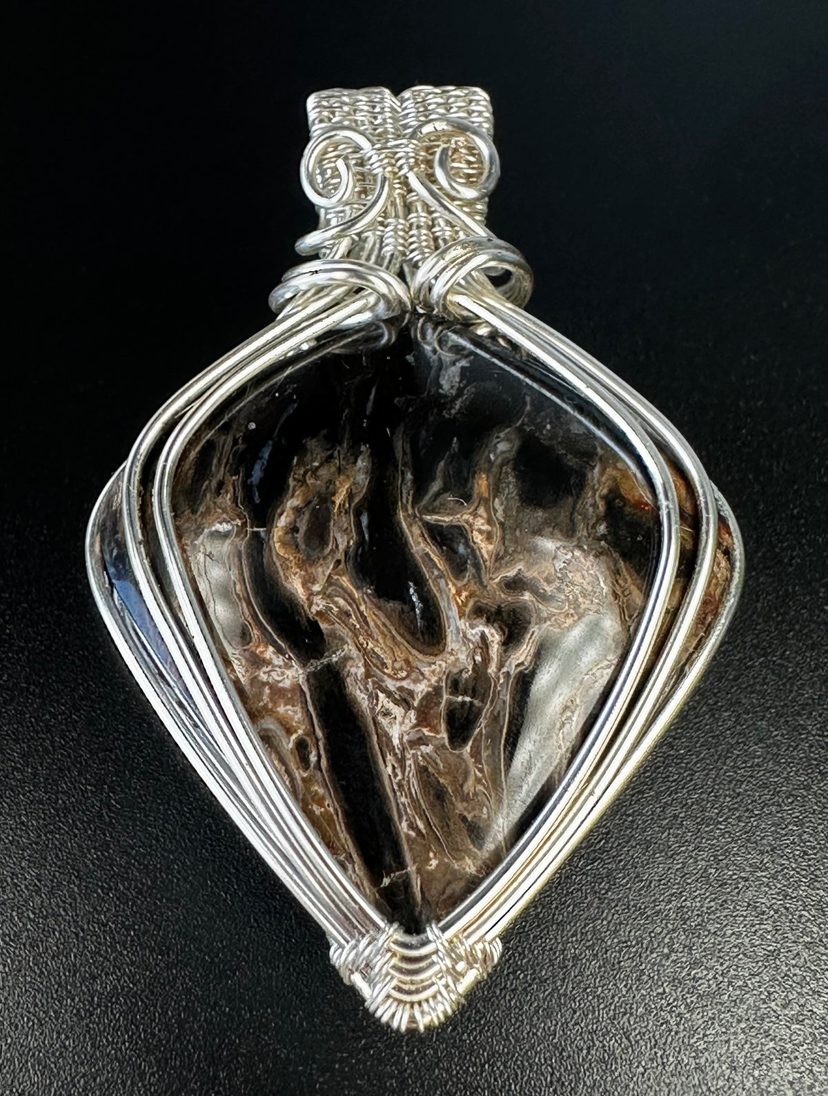 Fossil Palm Root Pendant – FP-02 The Legacy | Handwoven Silver